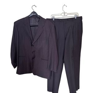 Men's Charcoal Gray Fierte Italian Suit 100% Wool Size 46R